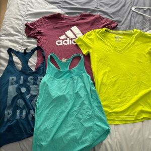 Four Athletic Tank & Tee Bundle - Teal, Navy, Maroon & Neon Yellow